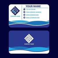 blue wave abstract business card vector