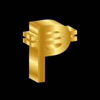 gold 3D luxury peso currency symbol vector