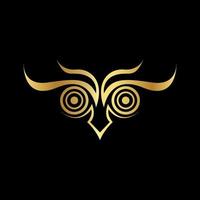 gold luxury cursive owl logo template vector