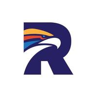 Letter R initial logo with eagle head vector template