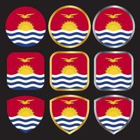 kiribati flag vector icon set with gold and silver border