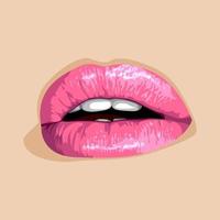 realistic sexy pink women lips vector illustration