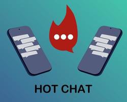 diseño plano del logotipo de la aplicación de chat, icono de chat combinado con fuego. este diseño es adecuado para anuncios, aplicaciones de chat, plantillas, logotipos, carteles, aplicaciones de redes sociales y otros vector