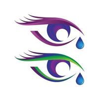 logotipo de ojo hermoso con conjunto de paquete de vector de lágrima de ojo