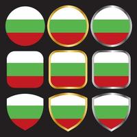 bulgaria flag vector icon set with gold and silver border