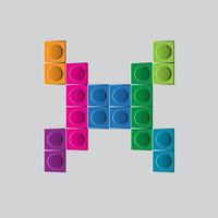 colorful game block brick toys font typeface letter A vector