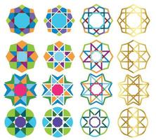 geometric islamic colorful decorative pattern bundle set vector