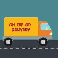 On the go delivery truck graphic vector