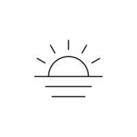 Sunrise, Sunset, Sun Thin Line Icon Vector Illustration Logo Template. Suitable For Many Purposes.