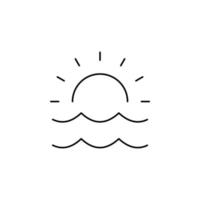 amanecer, atardecer, sol delgada línea icono vector ilustración logotipo plantilla. adecuado para muchos propósitos.