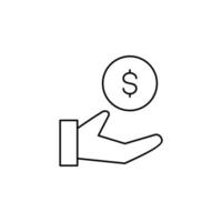 dinero, efectivo, riqueza, pago, icono de línea delgada, ilustración vectorial, plantilla de logotipo. adecuado para muchos propósitos. vector