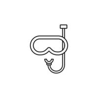 máscara de buceo, esnórquel, traje de baño, plantilla de logotipo de ilustración de vector de icono de línea delgada de esnórquel. adecuado para muchos propósitos.