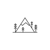 montaña, colina, monte, pico línea delgada icono vector ilustración logotipo plantilla. adecuado para muchos propósitos.