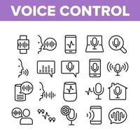 conjunto de iconos de colección de comandos de control de voz vector