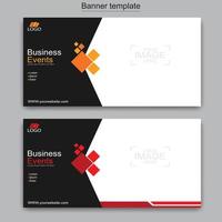 Vector abstract design web banner template. Abstract geometric web banner template on grey background.