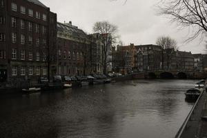 Amsterdam, Netherlands, 2015 - View of typical canal houses in Amsterdam photo