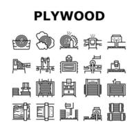 Plywood Production Collection Icons Set Vector