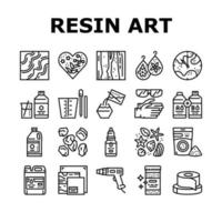 conjunto de iconos de colección de creación de arte de resina vector