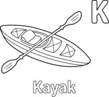 Kayak Alphabet ABC Coloring Page K vector