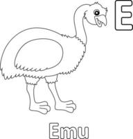 Emu Alphabet ABC Coloring Page E vector