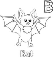 murciélago alfabeto abc para colorear página b vector