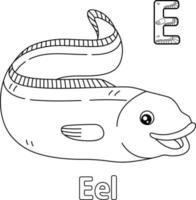 Eel Alphabet ABC Coloring Page E vector