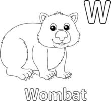 wombat alfabeto dinosaurio abc página para colorear w vector