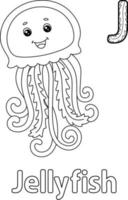 Jellyfish Alphabet ABC Coloring Page J vector