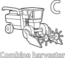 Combined Harvester Alphabet ABC Coloring Page C vector