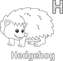 Hedgehog Alphabet ABC Coloring Page H vector