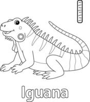 Iguana Alphabet ABC Coloring Page I vector