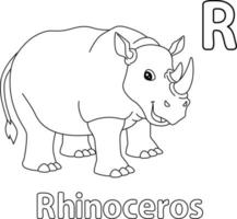 rinoceronte alfabeto abc para colorear página r vector
