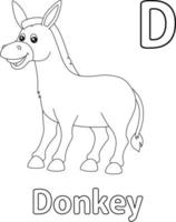 Donkey Alphabet ABC Coloring Page D vector