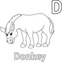 Donkey Alphabet ABC Coloring Page D vector