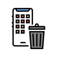 mobile phone trash bin color icon vector illustration