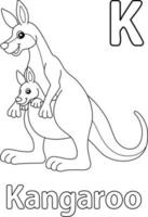 Kangaroo with Kid Alphabet ABC Coloring Page K vector