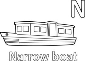 Narrow Boat Alphabet ABC Coloring Page N vector