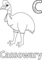 Cassowary Alphabet ABC Coloring Page C vector