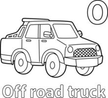 Off Road Truck Alphabet ABC Coloring Page O vector