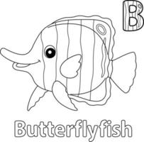 Butterflyfish Alphabet ABC Coloring Page B vector