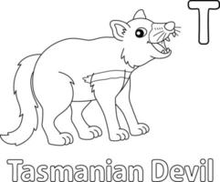 Tazmanian Devil Alphabet ABC Coloring Page T vector