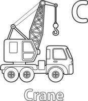 Crane Alphabet ABC Coloring Page C vector