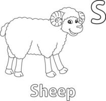 Sheep Alphabet ABC Coloring Page S vector