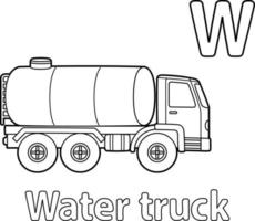 Water Truck Alphabet ABC Coloring Page W vector