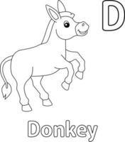 Jumping Donkey Alphabet ABC Coloring Page D vector