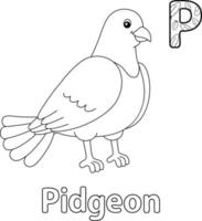 Pigeon Alphabet ABC Coloring Page P vector