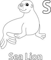 Sea Lion Alphabet ABC Coloring Page S vector