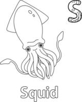 Giant Squid Alphabet ABC Coloring Page S vector