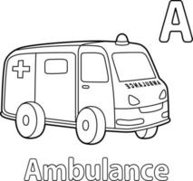 Ambulance Alphabet ABC Coloring Page A vector