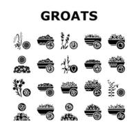 Groats Natural Food Collection Icons Set Vector